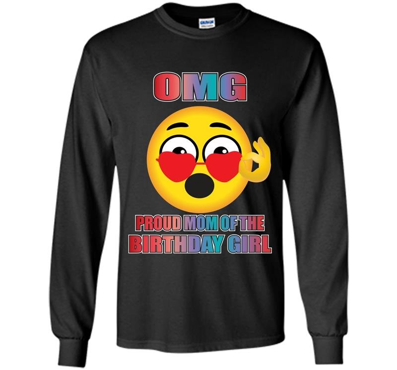 Emoji birthday omg proud mom heart sunglasses Long Sleeve Gildan