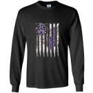 Esophageal cancer awareness us flag cancer ribbon Long Sleeve Gildan