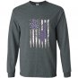 Esophageal cancer awareness us flag cancer ribbon Long Sleeve Gildan