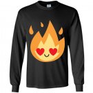 Fire flame emoji heart eye tee Long Sleeve Gildan