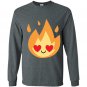 Fire flame emoji heart eye tee Long Sleeve Gildan