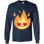 Fire flame emoji heart eye tee Long Sleeve Gildan