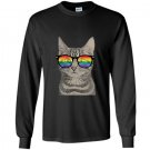 Gay pride cat kitten rainbow lgbt sunglasses funny Long Sleeve Gildan