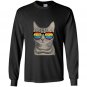 Gay pride cat kitten rainbow lgbt sunglasses funny Long Sleeve Gildan
