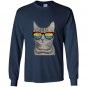 Gay pride cat kitten rainbow lgbt sunglasses funny Long Sleeve Gildan