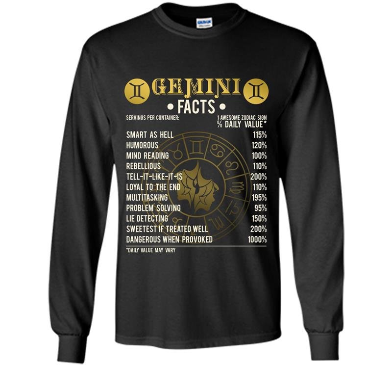 Gemini facts gemini awesome horoscope Long Sleeve Gildan