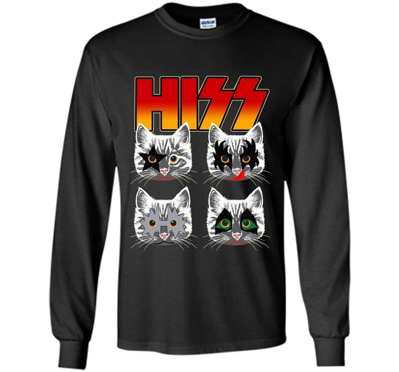 Hiss kiss cats kittens rock funny Long Sleeve Gildan