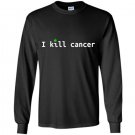 I kill cancer funny cannabis leaf cancer awareness Long Sleeve Gildan