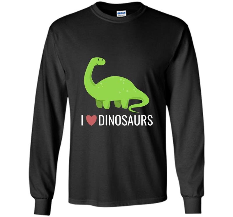 I love dinosaurs cute diplodocus long neck cartoon Long Sleeve Gildan