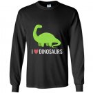 I love dinosaurs cute diplodocus long neck cartoon Long Sleeve Gildan