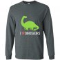 I love dinosaurs cute diplodocus long neck cartoon Long Sleeve Gildan