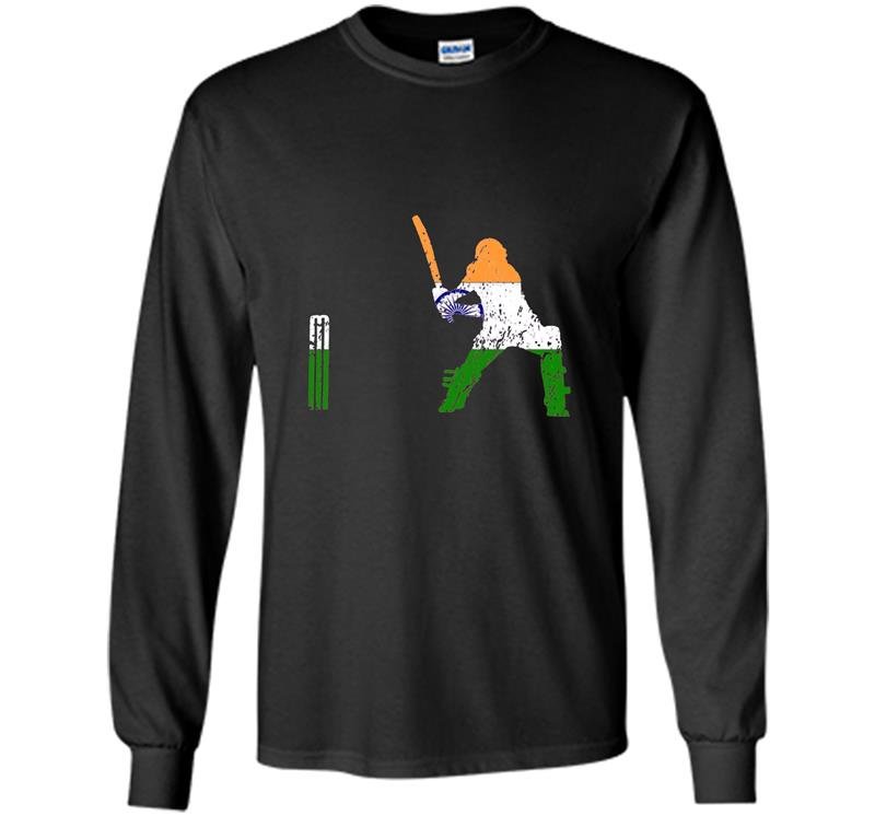 Indian cricketer batsman wicket cricket match gift Long Sleeve Gildan