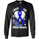 I wear blue for colon cancer awareness Long Sleeve Gildan