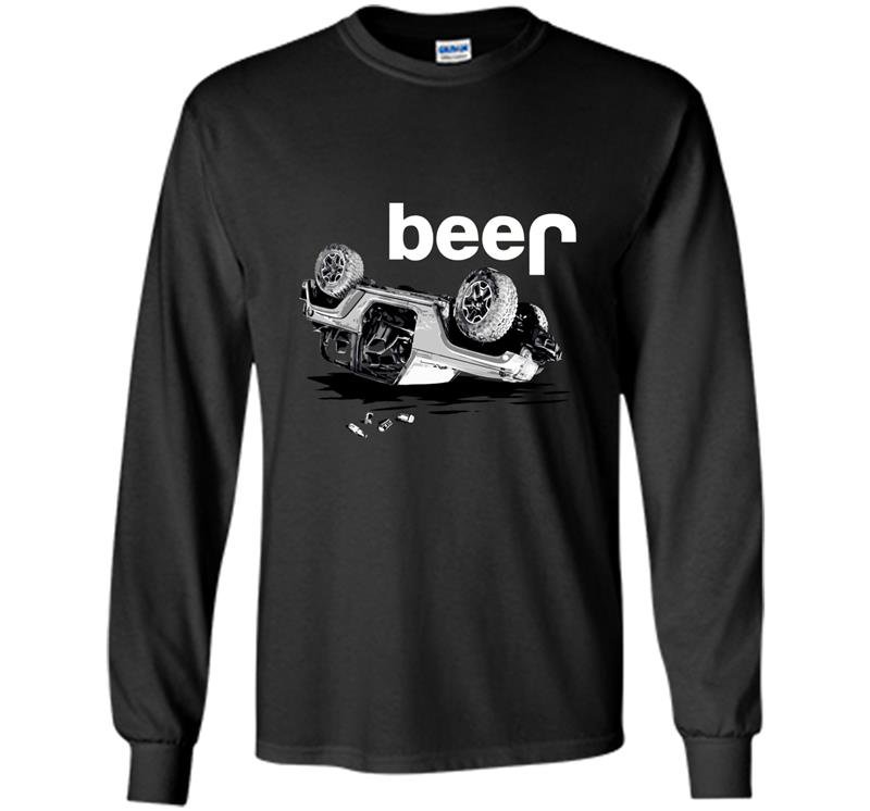 Jeep beer 4x4 wrecked funny Long Sleeve Gildan
