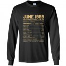 June 1989 facts funny facts Long Sleeve Gildan