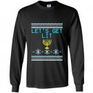 Lets get lit funny hanukkah sweater menorah Long Sleeve Gildan