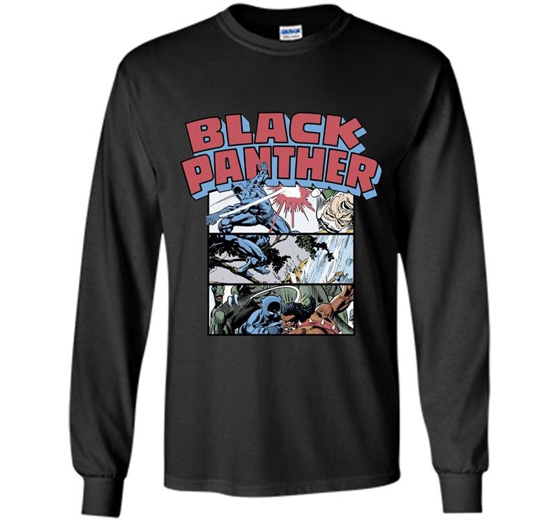 Marvel black panther retro comic stacked panel art Long Sleeve Gildan