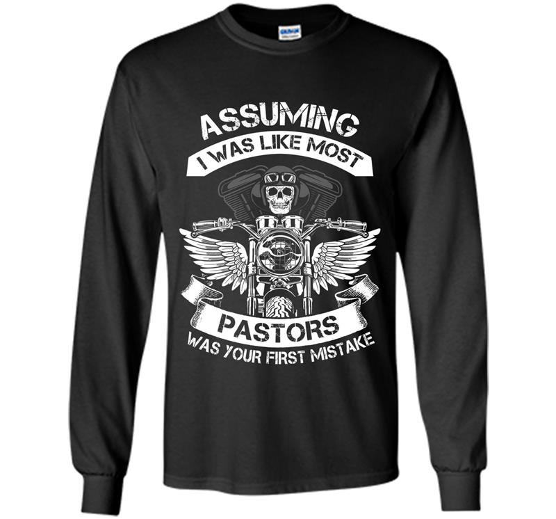 Mens assuming biker pastor ver 2 Long Sleeve Gildan