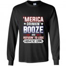 Merica 4th of july drinking party funny patriotic Long Sleeve Gildan