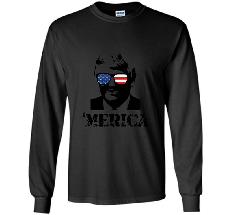 Merica july 4th donald trump Long Sleeve Gildan