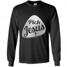 Pick jesus gift for the christian guitarist Long Sleeve Gildan