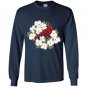 Red cardinal bird pink dogwood flower Long Sleeve Gildan