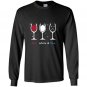 Red white blue funny wine glass Long Sleeve Gildan