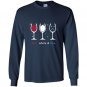 Red white blue funny wine glass Long Sleeve Gildan