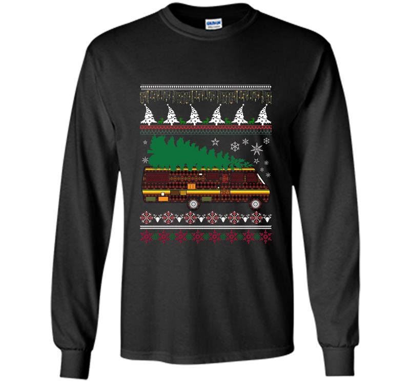 Rv camping ugly sweater xmas tree rv graphic Long Sleeve Gildan