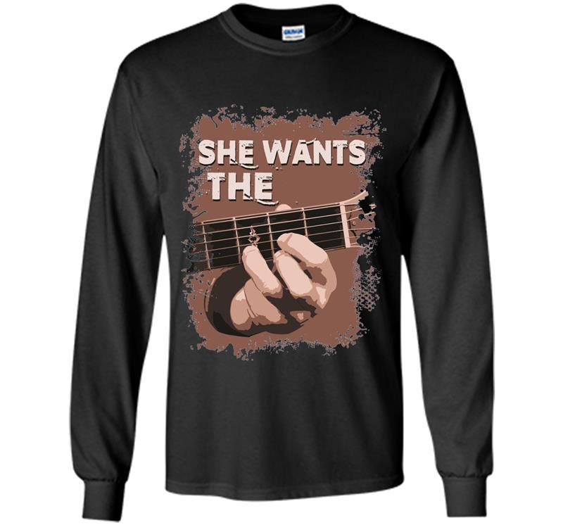 She wants the d chord guitar Long Sleeve Gildan