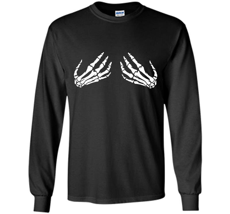 Skeleton hand skeleton hand bra halloween Long Sleeve Gildan