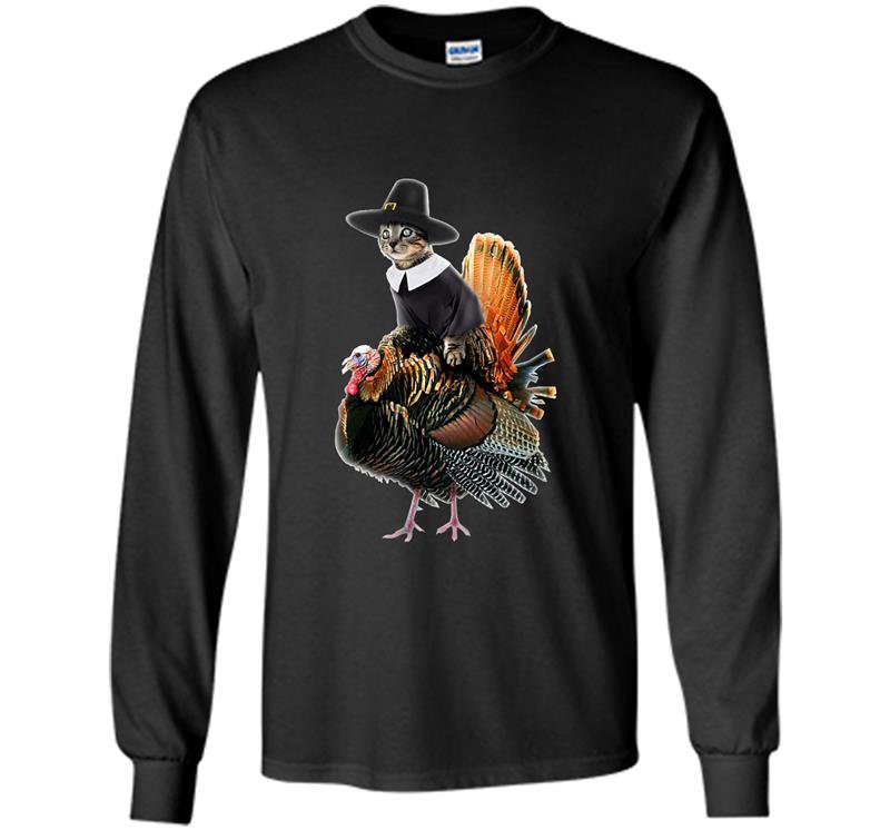 Thanksgiving cat thanksgiving turkey Long Sleeve Gildan