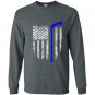 Thin blue line american flag hockey Long Sleeve Gildan
