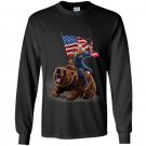 Usa president donald trump ride america war bear Long Sleeve Gildan