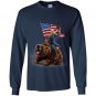 Usa president donald trump ride america war bear Long Sleeve Gildan