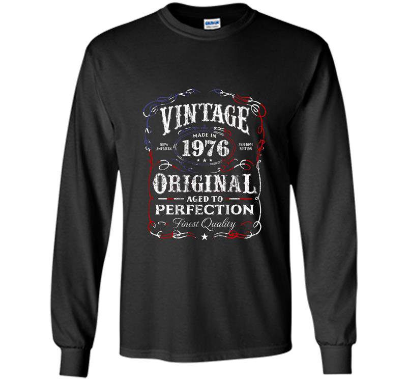 Vintage made in 1976 birthday gift us flag july 4th Long Sleeve Gildan