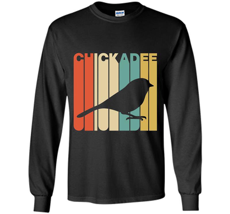 Vintage style chickadee silhouette Long Sleeve Gildan