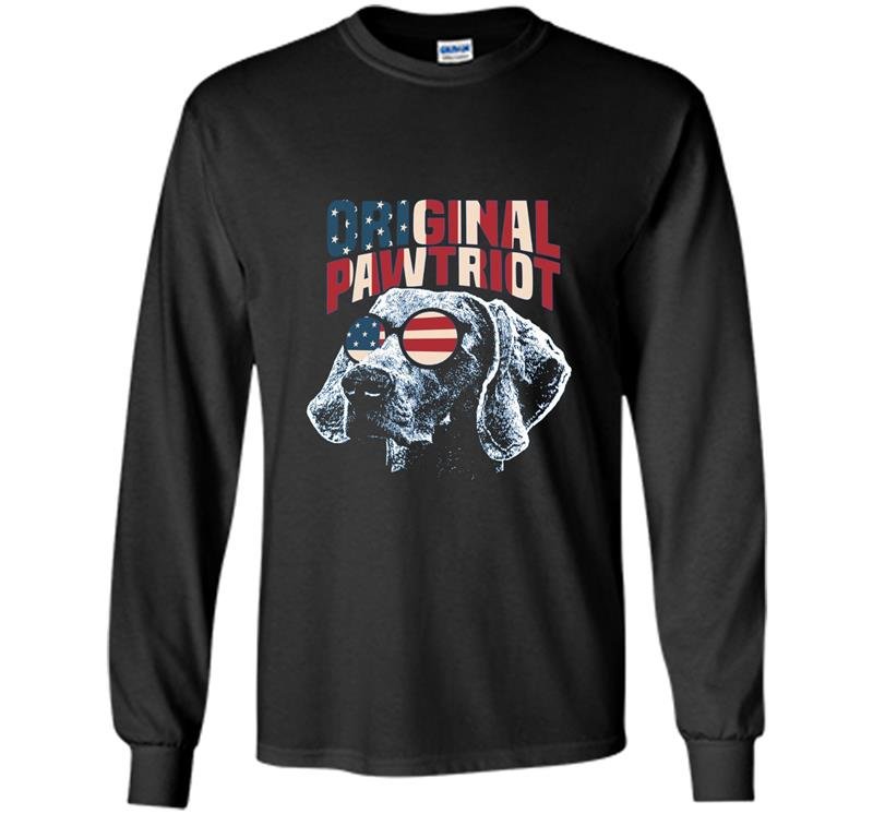 Weimaraner original pawtriot funny july 4th Long Sleeve Gildan