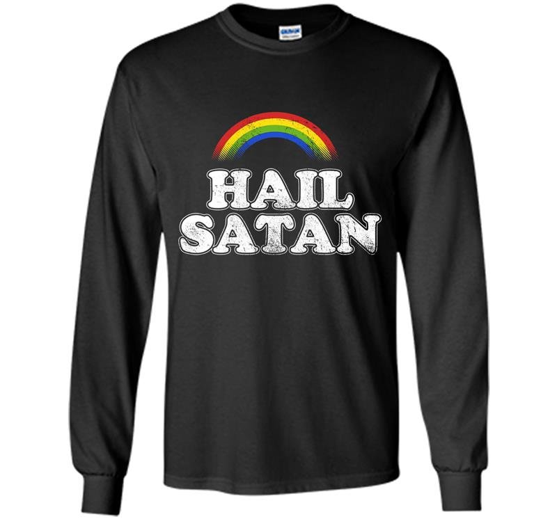 Womens satan ironic rainbow Long Sleeve Gildan