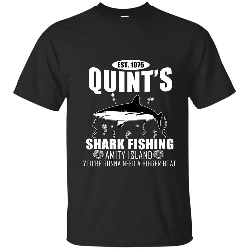Est 1975 quints shark fishing amity island youre need a bigger boat t-shirt