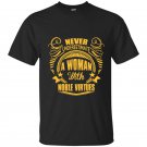 Never underestimate a woman with noble virtues t-shirt