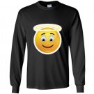 Angel emoji yellow halo smile blue emoticon smiley Long Sleeve Gildan