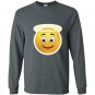 Angel emoji yellow halo smile blue emoticon smiley Long Sleeve Gildan