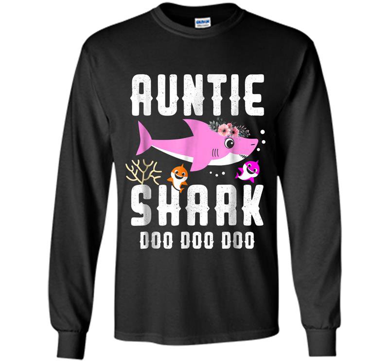 Auntie shark doo doo doo family gift Long Sleeve Gildan