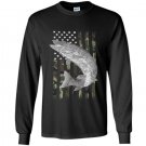 Camouflage flag musky fishing hoodie Long Sleeve Gildan