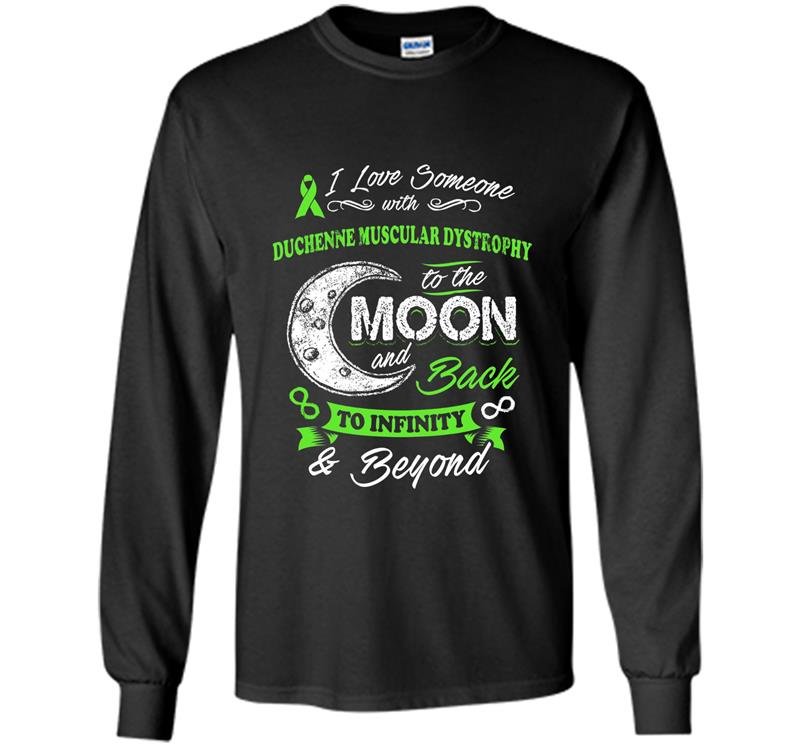 Duchenne muscular dystrophy awareness moon back love Long Sleeve Gildan