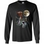 Funny cat three wolf moon parody Long Sleeve Gildan