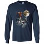 Funny cat three wolf moon parody Long Sleeve Gildan