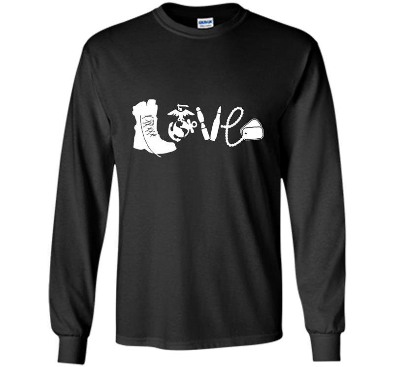 Funny marine love marine marine gifts Long Sleeve Gildan