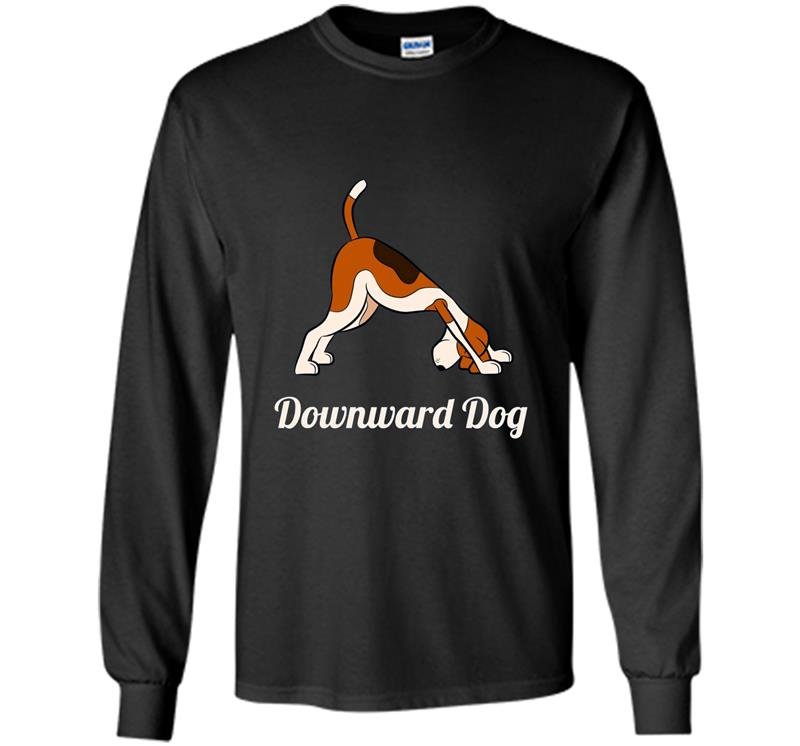 Funny yoga pose meditation animals downward dog Long Sleeve Gildan